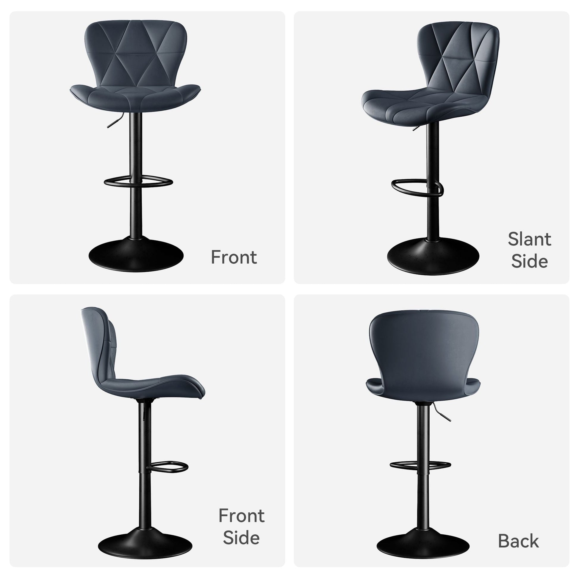 Faux Leather Swivel Bar Stools, Set of 2, Black (view 82)