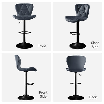 Faux Leather Swivel Bar Stools, Set of 2, Black (view 82)