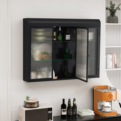 Metal Mid-Century Cabinet, Black, 3-Door (view 4)