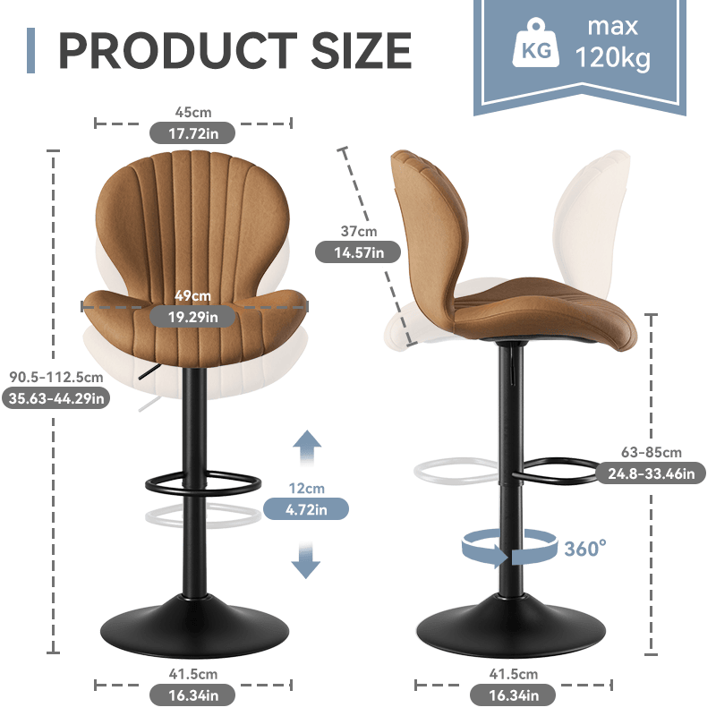 Faux Leather Swivel Bar Stools, Set of 2, High Back (view 88)