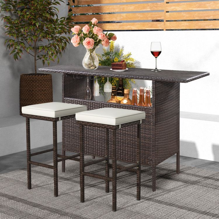 Rattan Swivel Bar Stools, Mix Brown, Set of 2 (view 2)