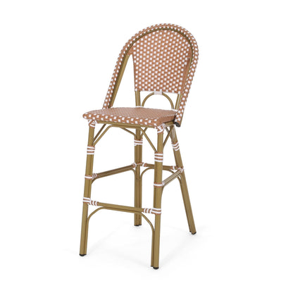 Rattan Swivel Bar Stools, White, Set of 2 (view 7)