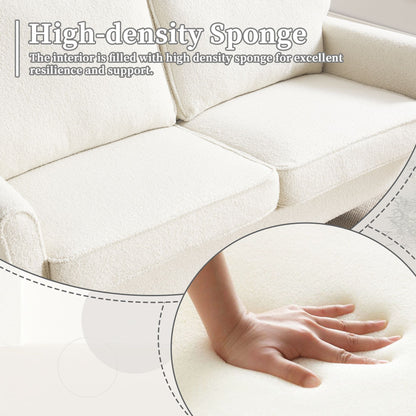 Solid Wood 3-Seat Mid-Century Sofa, White (view 4)