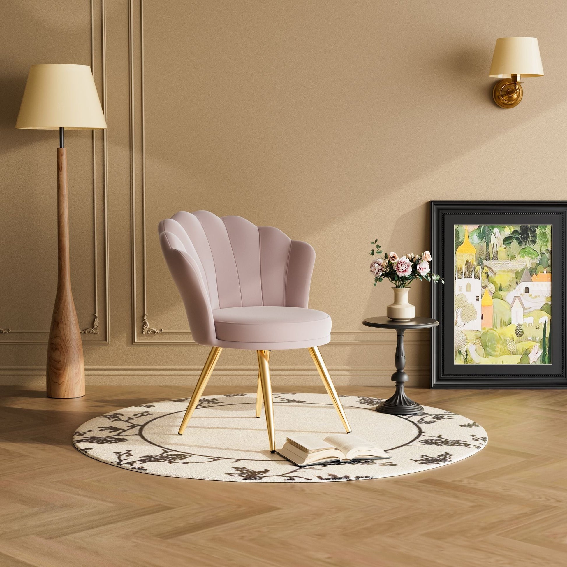 Velvet Mid-Century Accent Chair, Gold (view 22)