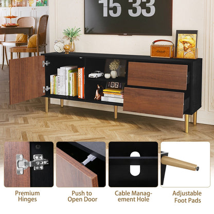 Mid-Century TV Stand, White, 60" Wide (view 6)