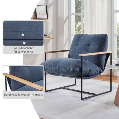 Upholstered Mid-Century Accent Chair, Blue, 33" Tall (view 5)