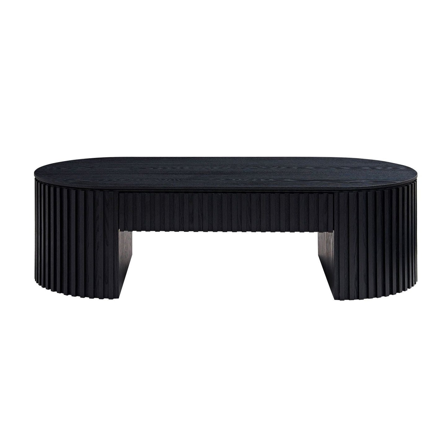 Wood Mid-Century Coffee Table, White, Oval (view 7)