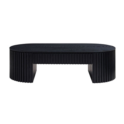Wood Mid-Century Coffee Table, White, Oval (view 7)