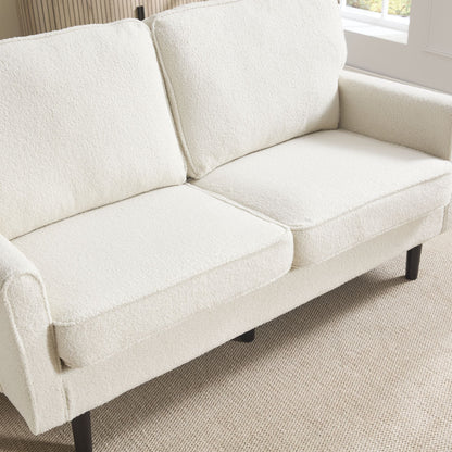 Solid Wood 3-Seat Mid-Century Sofa, White (view 11)