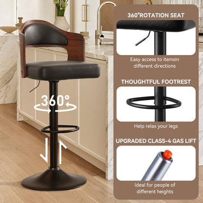 Faux Leather Swivel Bar Stools, Set of 2, 18" Wide (view 10)