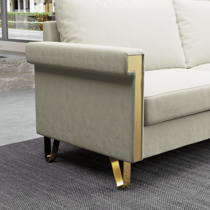 Velvet 3-Seat Mid-Century Sofa, White (Style 3) (view 5)