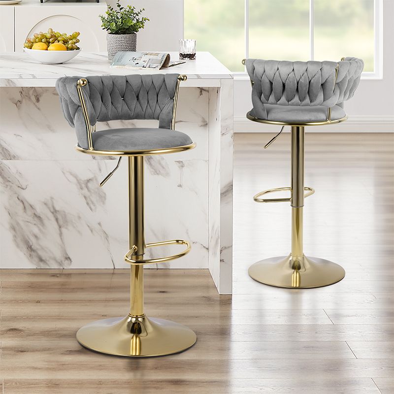 Velvet Swivel Bar Stools, Set of 2, Gold (view 12)