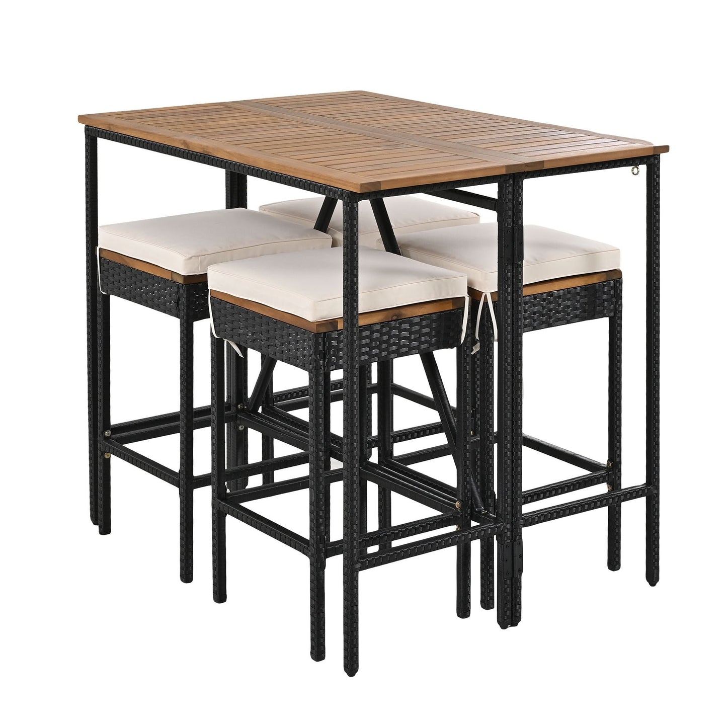 Rattan Mid-Century Dining Set, Brown, 30" Tall (view 12)