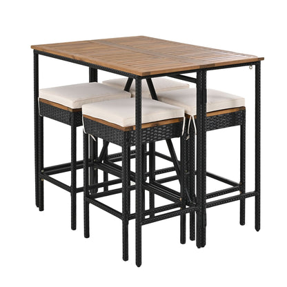 Rattan Mid-Century Dining Set, Brown, 30" Tall (view 12)
