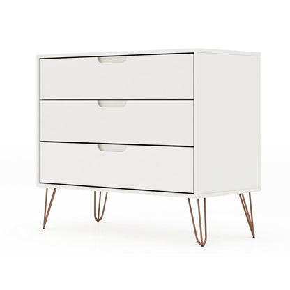 3-Drawer Mid-Century Dresser, White, 34" Tall (view 9)