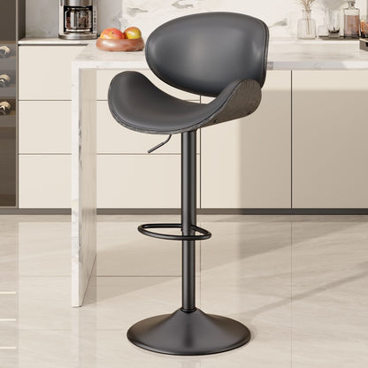 PU Leather Swivel Bar Stools, Set of 1, Black (view 65)