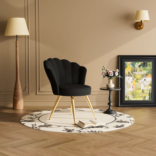 Velvet Mid-Century Accent Chair, Gold