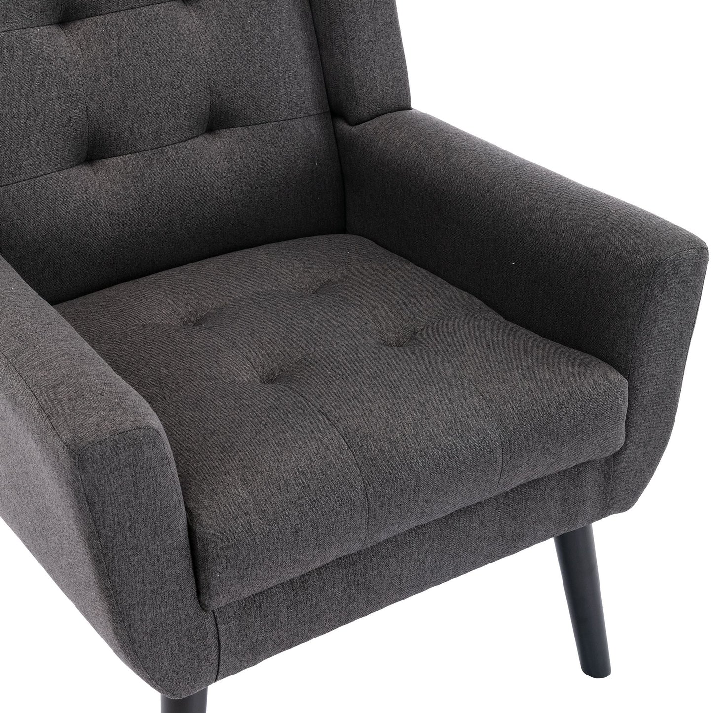 Linen Mid-Century Accent Chair, Light Gray (view 31)
