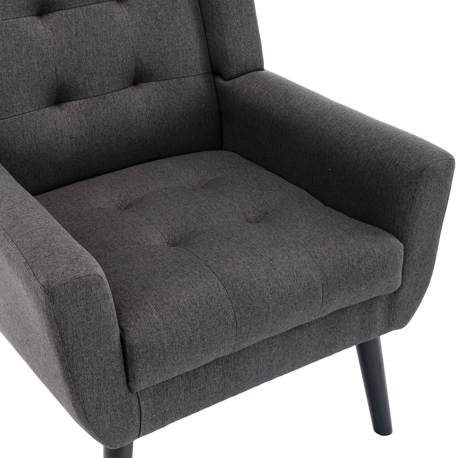 Linen Mid-Century Accent Chair, Light Gray (view 31)