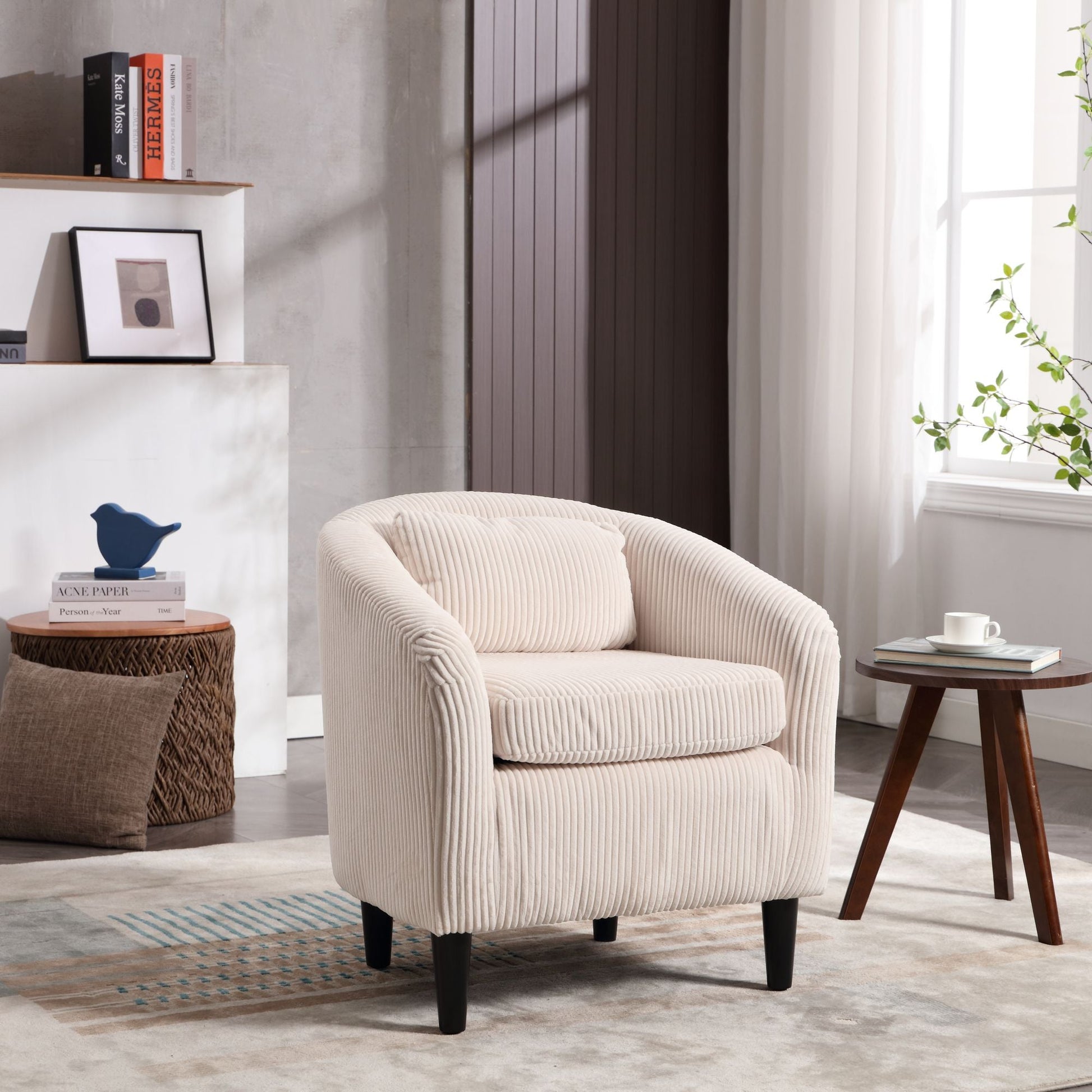 Upholstered 3-Seat Mid-Century Sofa, Beige