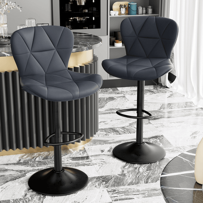 Faux Leather Swivel Bar Stools, Set of 2, Black (view 45)