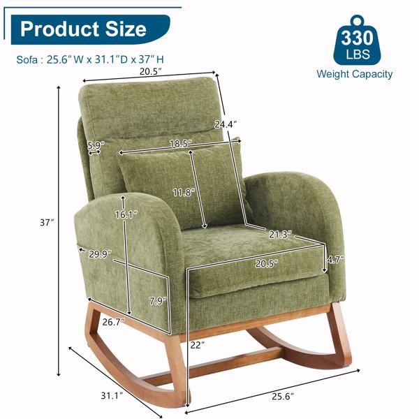 Chenille Mid-Century Rocking Chair, Olive, 28" Wide (view 8)