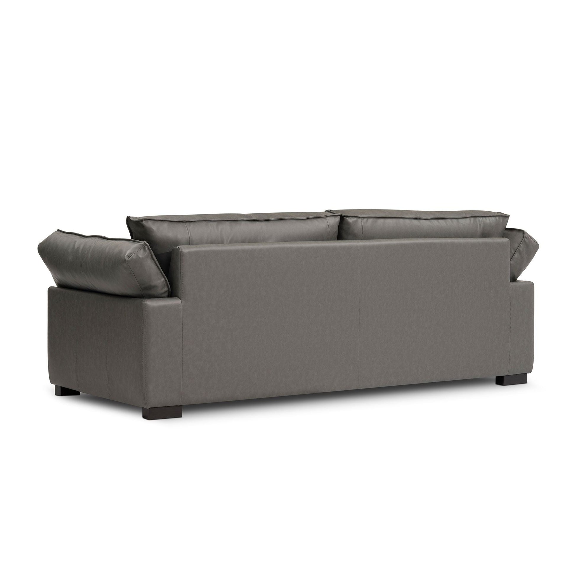 Leather 3-Seat Mid-Century Sofa, Red, 84" Wide (view 3)