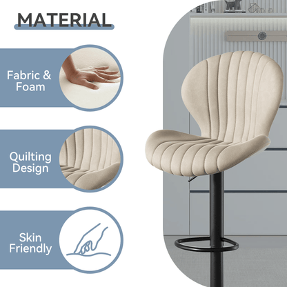 Faux Leather Swivel Bar Stools, Set of 2, Beige (view 61)