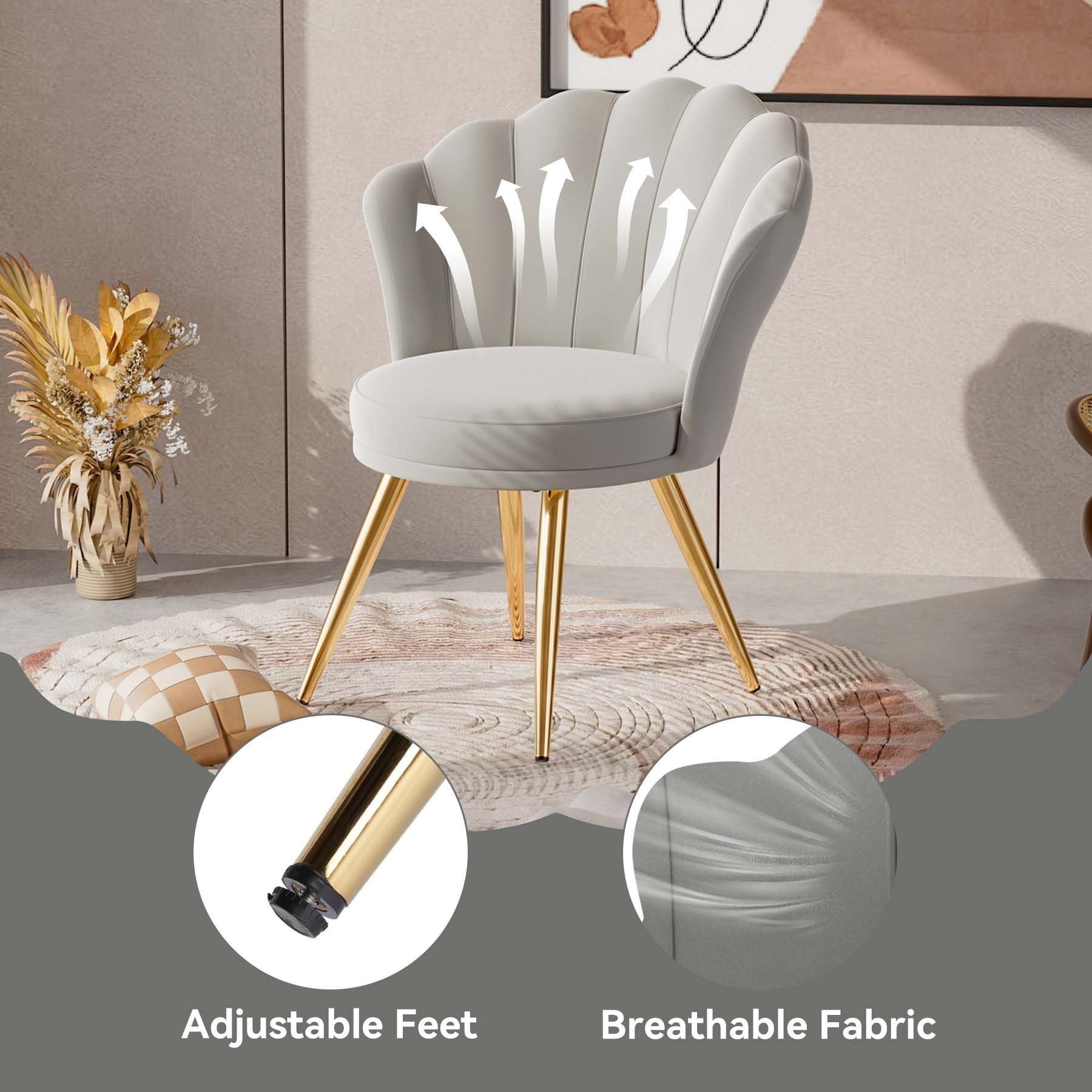 Velvet Mid-Century Accent Chair, Gold (view 36)