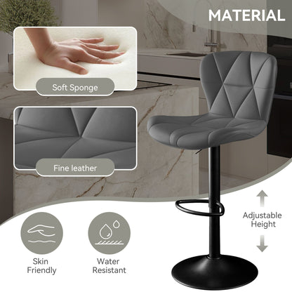 Faux Leather Swivel Bar Stools, Set of 2, Black (view 98)