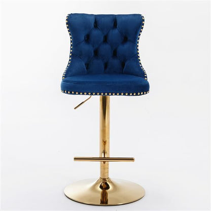 Velvet Swivel Bar Stools, Blue, Set of 2 (view 2)