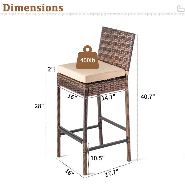 Rattan Swivel Bar Stools, Brown, Set of 2 (view 18)