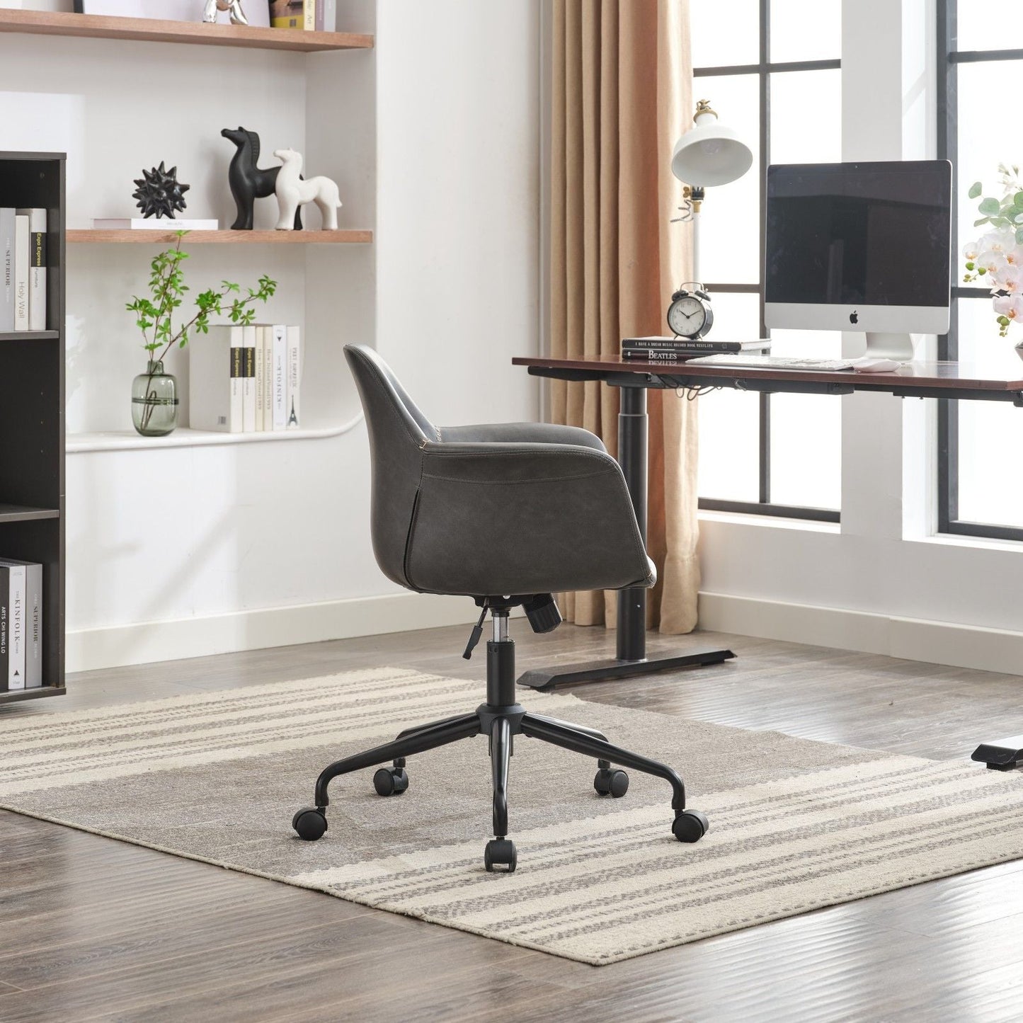 Faux Leather Mid-Century Accent Chair (view 37)