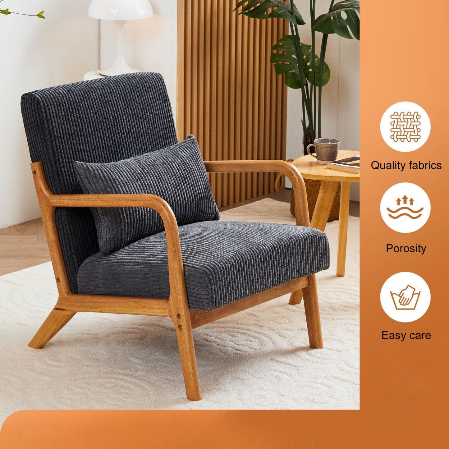 Upholstered Mid-Century Accent Chair, Brown, 30" Wide (view 18)