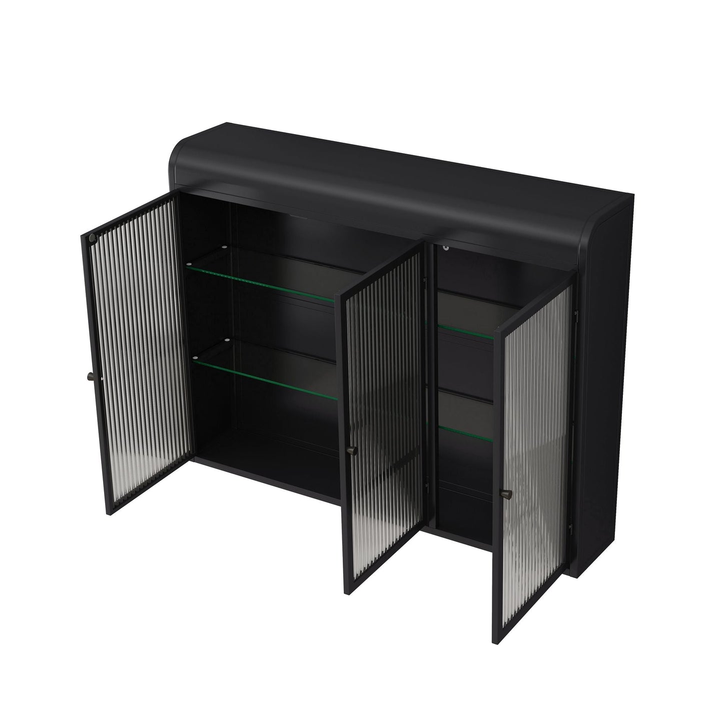 Metal Mid-Century Cabinet, Black, 3-Door (view 8)