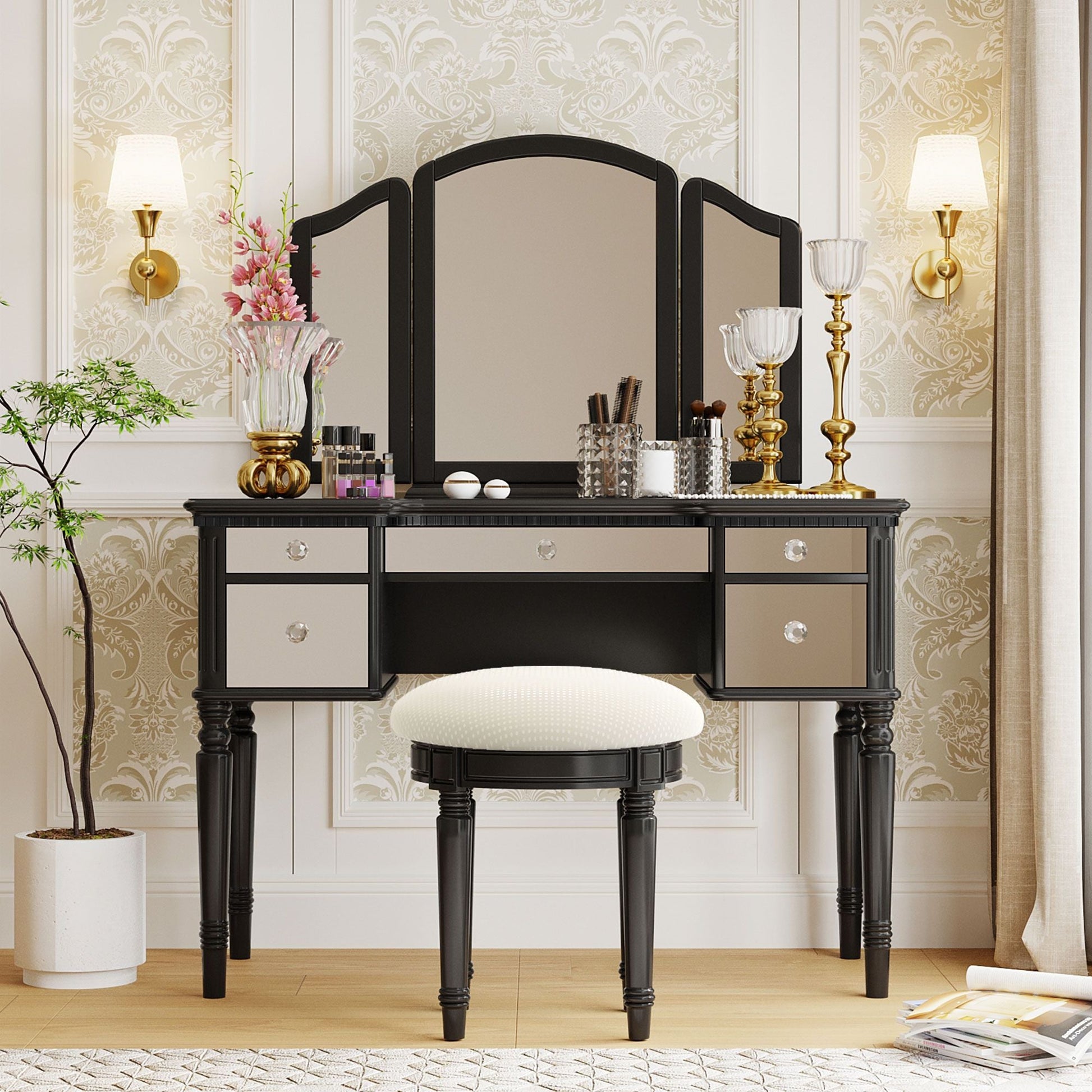 Mid-Century Vanity, Black, 36" Wide (view 2)