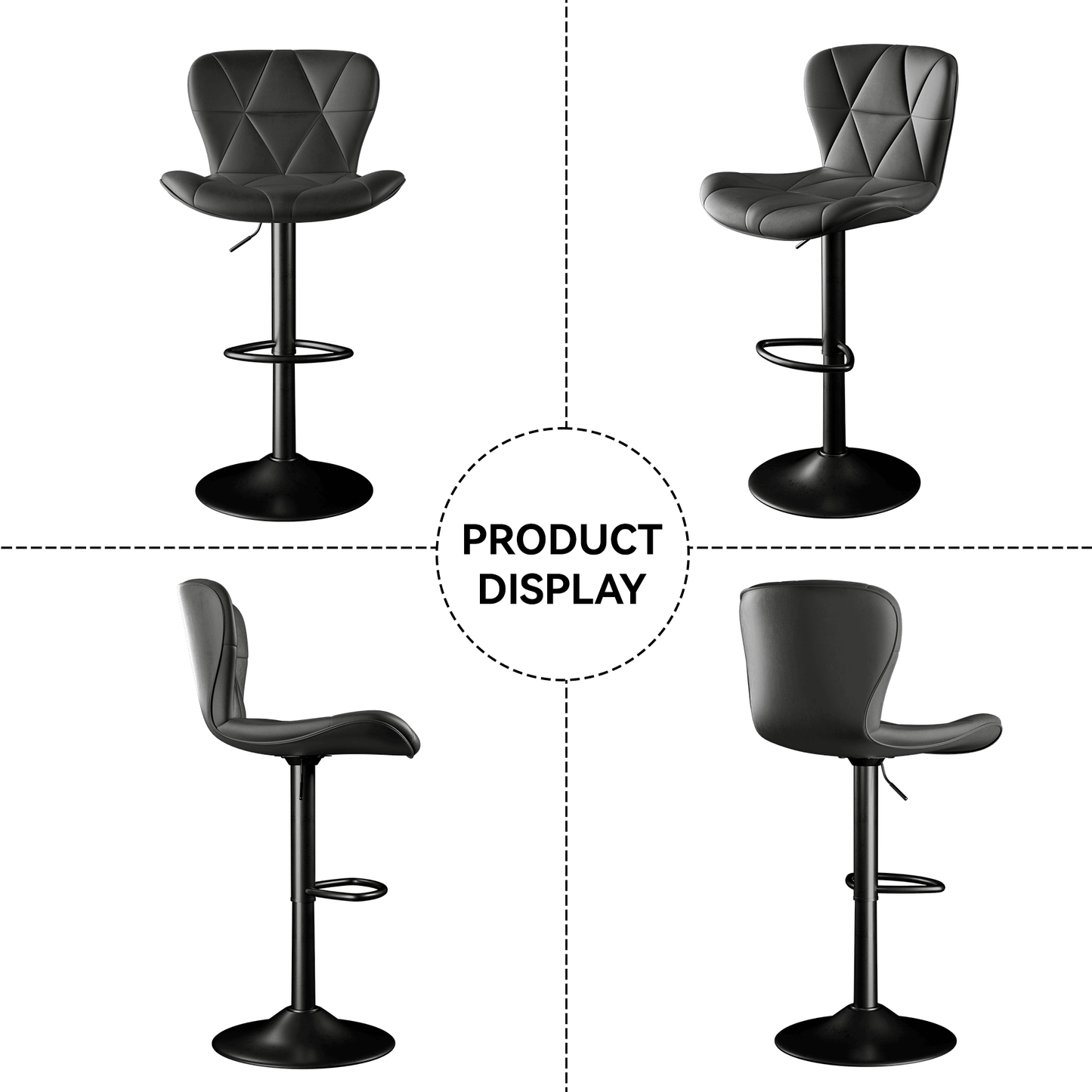 Faux Leather Swivel Bar Stools, Set of 2, Adjustable Height (view 3)