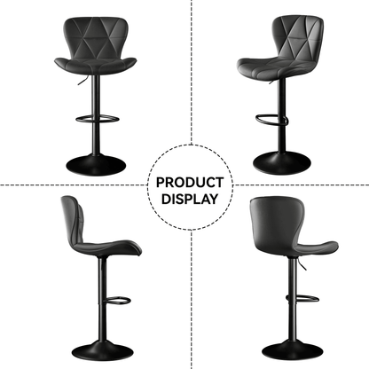 Faux Leather Swivel Bar Stools, Set of 2, Adjustable Height (view 3)