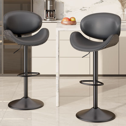 PU Leather Swivel Bar Stools, Set of 1, Black (view 64)