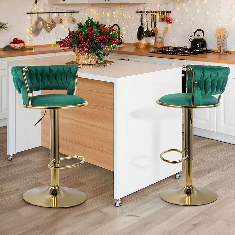 Velvet Swivel Bar Stools, Set of 2, Gold (view 46)