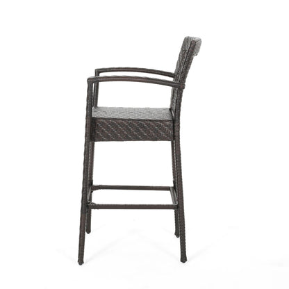 Outdoor PE rattan Barstools with Iron Frame, Multi Brown (view 9)