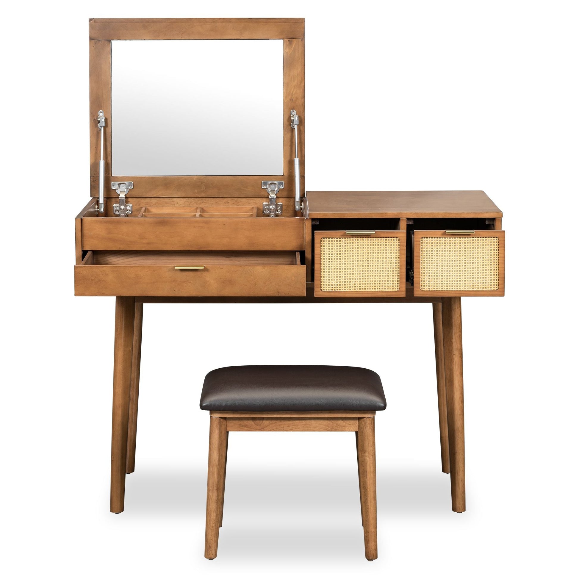 Solid Wood Mid-Century Vanity, Red (view 9)