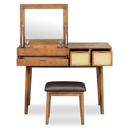 Solid Wood Mid-Century Vanity, Red (view 9)
