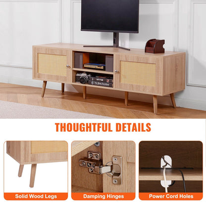 65" TV Mid-Century TV Stand, Oak (view 6)