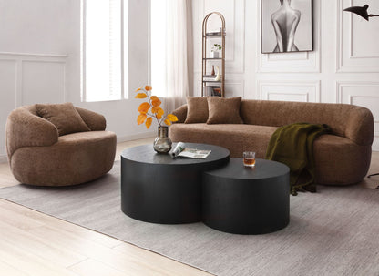 360-Degree Swivel Boucle Sofa, 1 Seat, Mid-Century Brown (view 7)