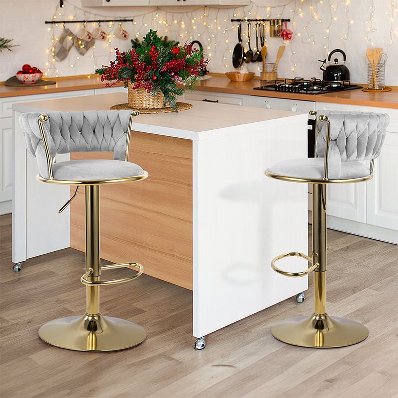 Velvet Swivel Bar Stools, Set of 2, Gold (view 16)