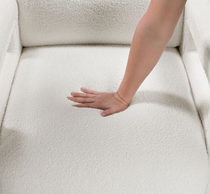 Boucle Mid-Century Accent Chair, Beige, Bouclé (view 6)