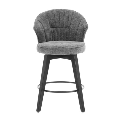 Chenille Swivel Bar Stools, Dark Grey, Counter Height (view 9)