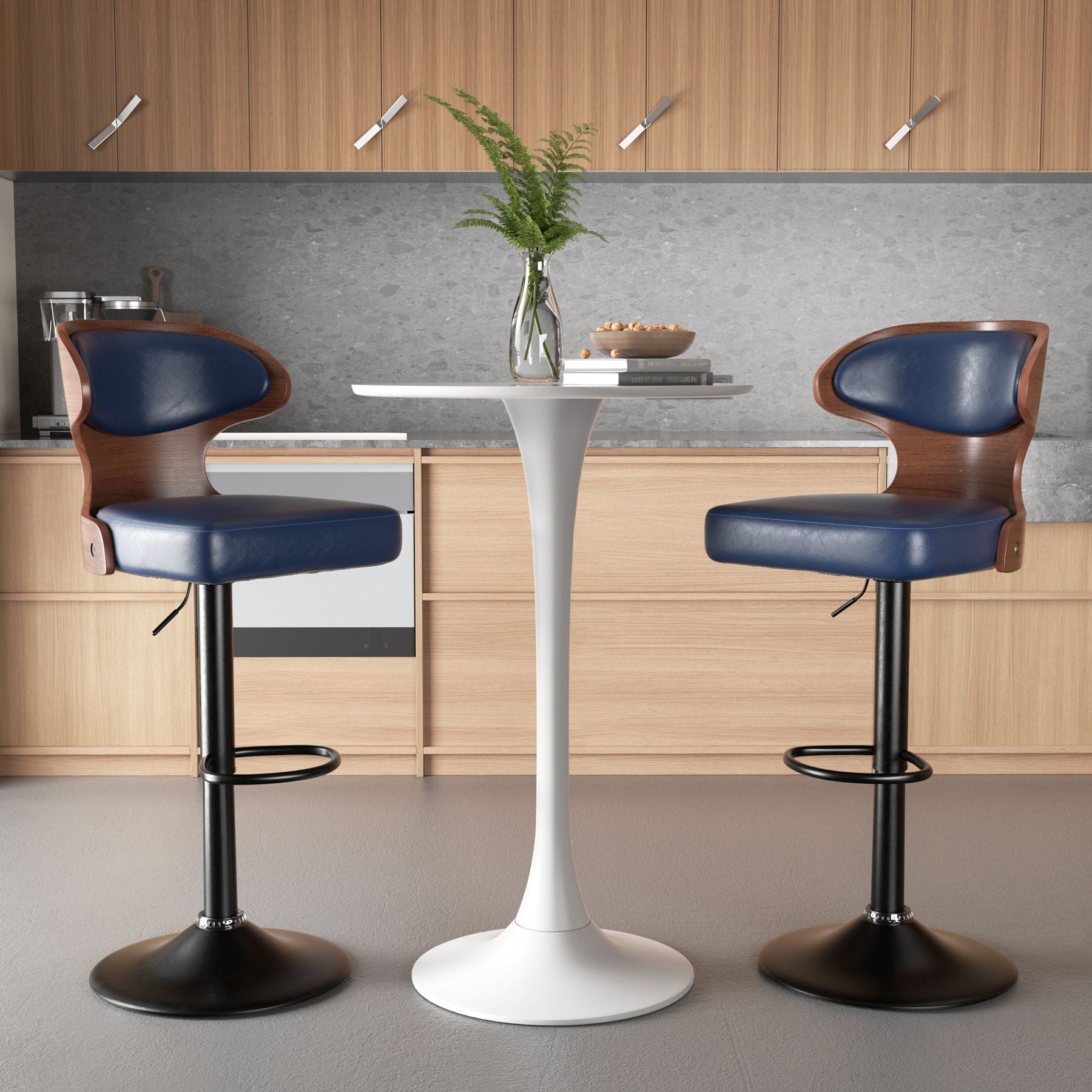 Faux Leather Swivel Bar Stools, Set of 2, Bentwood (view 57)