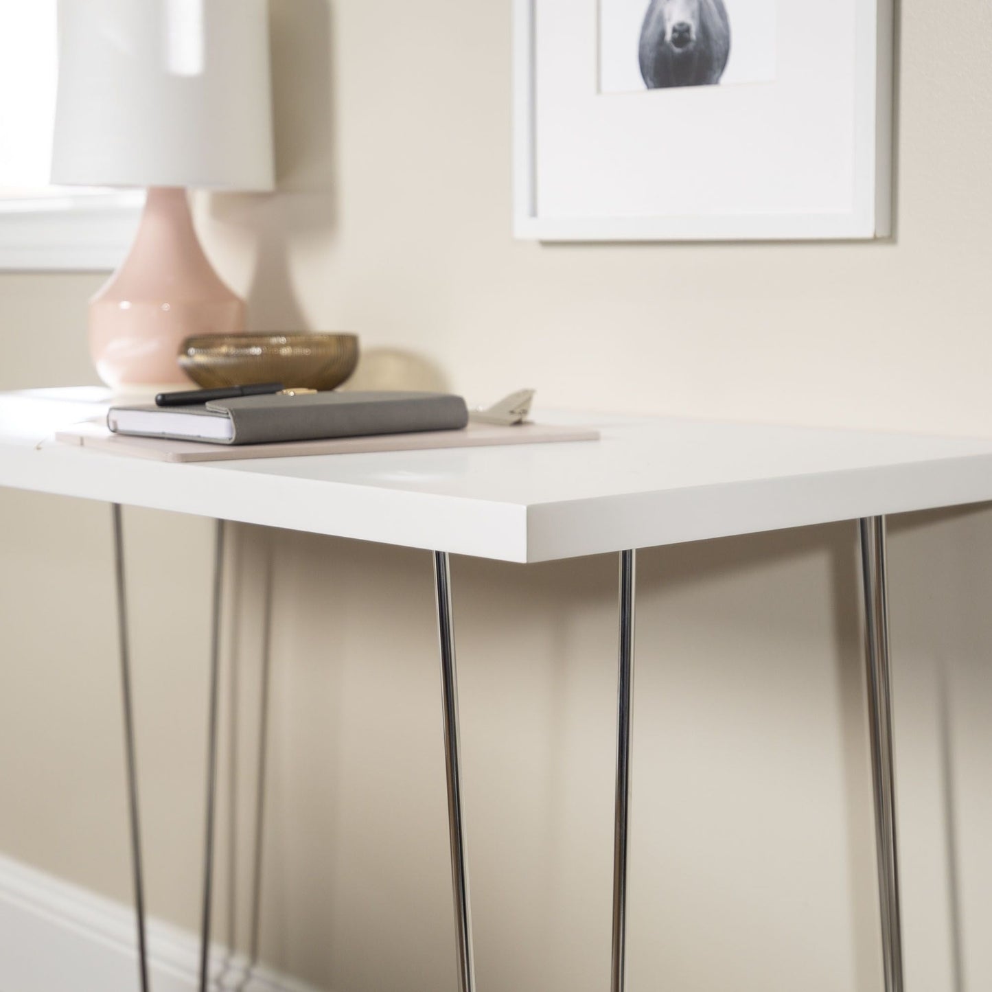 48" Mid-Century Desk, White, 48" Wide (view 4)